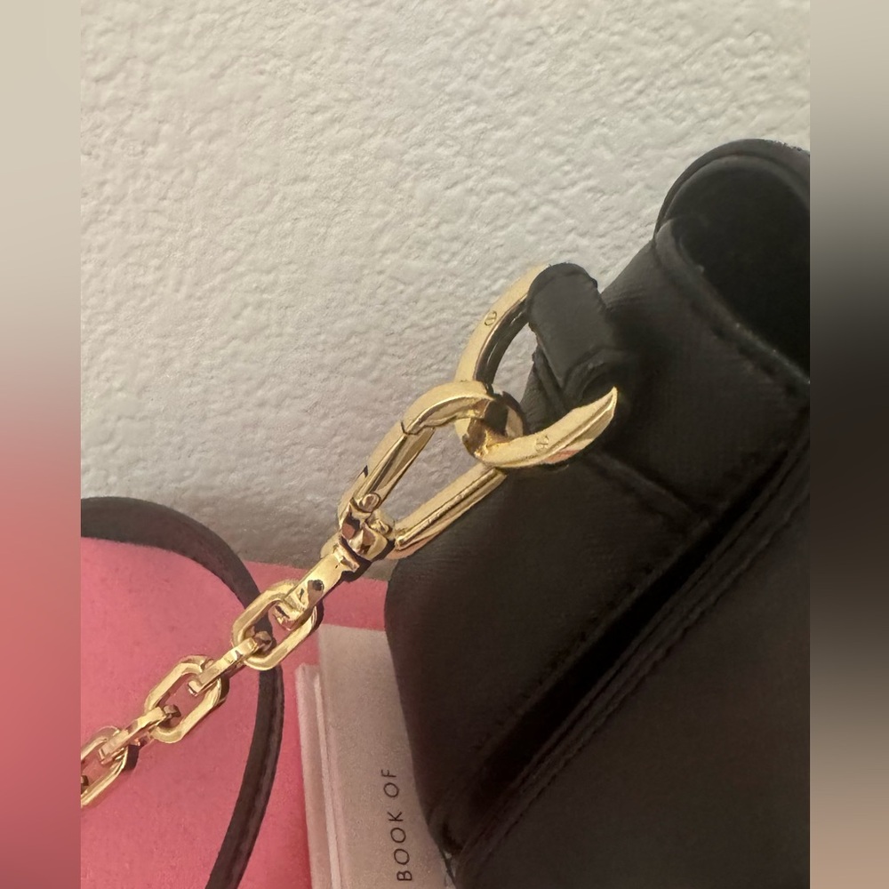 Tory Burch Robinson Black and Gold Chain Mini Saffiano Leather CrossBody Bag - Picture 11 of 14